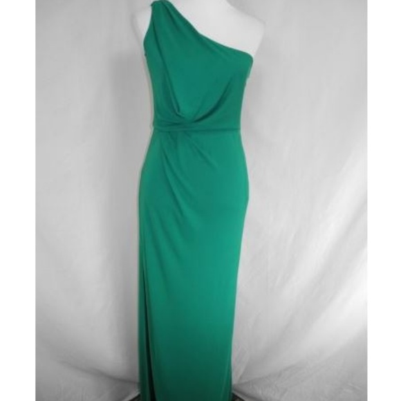 bcbg green one shoulder dress